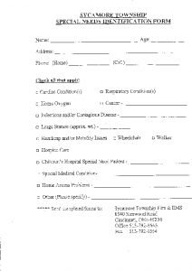 Icon of Special Needs Identification Form